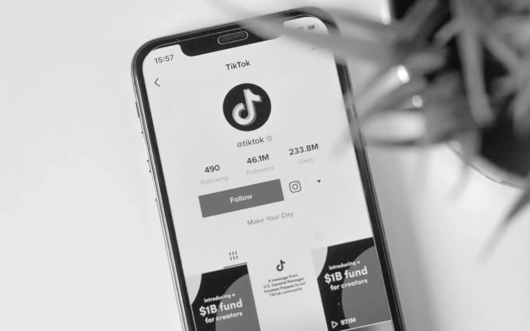Handy mit geöffnetem TikTok-Profil, ein Einstieg in das Thema "TikTok Ads: So erstellst du deine erste Werbekampagne"